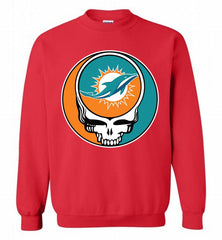 Miami Dolphins Grateful Dead Logo Band Crewneck Sweatshirt - zezetee Miami Dolphins Grateful Dead Logo Band Crewneck Sweatshirt - zezetee
