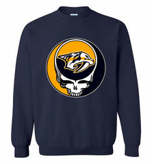 NHL TEAM NASHVILLE PREDATORS X GRATEFUL DEAD LOGO BAND Crewneck Sweatshirt - zezetee NHL TEAM NASHVILLE PREDATORS X GRATEFUL DEAD LOGO BAND Crewneck Sweatshirt - zezetee
