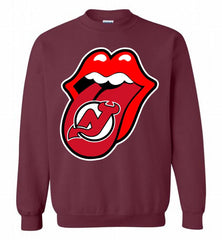 New Jersey Devils  x The Rolling Stones Logo Crewneck Sweatshirt - zezetee New Jersey Devils  x The Rolling Stones Logo Crewneck Sweatshirt - zezetee