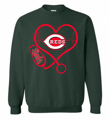 Nurse Heartbeat Cincinnati Reds Crewneck Sweatshirt - zezetee Nurse Heartbeat Cincinnati Reds Crewneck Sweatshirt - zezetee