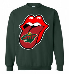 Minnesota Wild x The Rolling Stones Logo Crewneck Sweatshirt - zezetee Minnesota Wild x The Rolling Stones Logo Crewneck Sweatshirt - zezetee