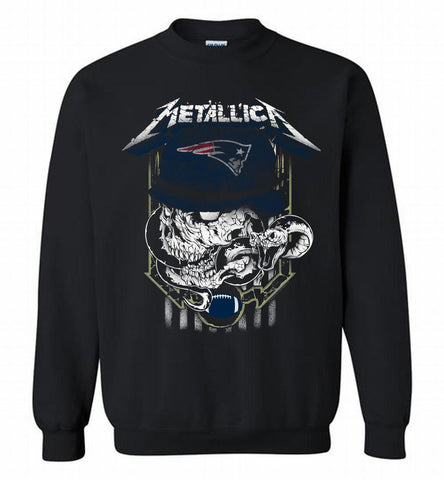 Metallica Skull Snake New England Patriots Crewneck Sweatshirt - zezetee Metallica Skull Snake New England Patriots Crewneck Sweatshirt - zezetee