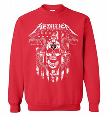 Metallica Snake Skull Oakland Raiders Logo Crewneck Sweatshirt - zezetee Metallica Snake Skull Oakland Raiders Logo Crewneck Sweatshirt - zezetee