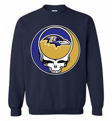 Baltimore Ravens Grateful Dead Logo Band Crewneck Sweatshirt - zezetee Baltimore Ravens Grateful Dead Logo Band Crewneck Sweatshirt - zezetee