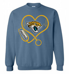 Nurse Heartbeat Jacksonville Jaguars Crewneck Sweatshirt - zezetee Nurse Heartbeat Jacksonville Jaguars Crewneck Sweatshirt - zezetee