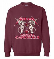 Metallica Arizona Cardinals Logo Crewneck Sweatshirt - zezetee Metallica Arizona Cardinals Logo Crewneck Sweatshirt - zezetee