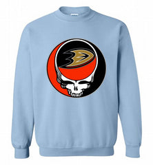 NHL TEAM ANAHEIM DUCKS X GRATEFUL DEAD LOGO BAND Crewneck Sweatshirt - zezetee NHL TEAM ANAHEIM DUCKS X GRATEFUL DEAD LOGO BAND Crewneck Sweatshirt - zezetee