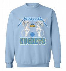 Metallica Denver Nuggets Logo Crewneck Sweatshirt - zezetee Metallica Denver Nuggets Logo Crewneck Sweatshirt - zezetee