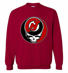 NHL TEAM NEW JERSEY DEVILS X GRATEFUL DEAD LOGO BAND Crewneck Sweatshirt - zezetee NHL TEAM NEW JERSEY DEVILS X GRATEFUL DEAD LOGO BAND Crewneck Sweatshirt - zezetee
