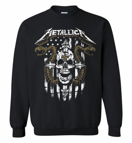 Metallica Snake Skull New Orleans Saints Logo Crewneck Sweatshirt - zezetee Metallica Snake Skull New Orleans Saints Logo Crewneck Sweatshirt - zezetee