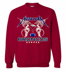Metallica Denver Broncos Logo Crewneck Sweatshirt - zezetee Metallica Denver Broncos Logo Crewneck Sweatshirt - zezetee