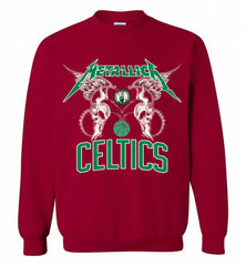 Metallica Boston Celtics Logo Crewneck Sweatshirt - zezetee Metallica Boston Celtics Logo Crewneck Sweatshirt - zezetee