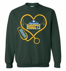 Nurse Heartbeat Love Denver Nuggets Crewneck Sweatshirt - zezetee Nurse Heartbeat Love Denver Nuggets Crewneck Sweatshirt - zezetee