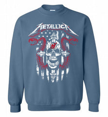 Metallica Snake Skull New Jersey Devils Logo Crewneck Sweatshirt - zezetee Metallica Snake Skull New Jersey Devils Logo Crewneck Sweatshirt - zezetee