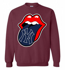 New York Yankees  x The Rolling Stones Logo Crewneck Sweatshirt - zezetee New York Yankees  x The Rolling Stones Logo Crewneck Sweatshirt - zezetee