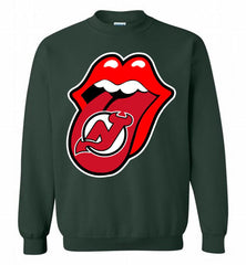 New Jersey Devils  x The Rolling Stones Logo Crewneck Sweatshirt - zezetee New Jersey Devils  x The Rolling Stones Logo Crewneck Sweatshirt - zezetee