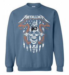 Metallica Snake Skull Philadelphia Flyers Logo Crewneck Sweatshirt - zezetee Metallica Snake Skull Philadelphia Flyers Logo Crewneck Sweatshirt - zezetee