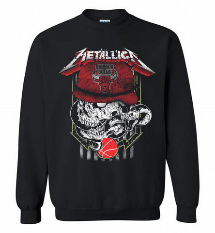 Metallica Skull Snake Chicago Bulls Crewneck Sweatshirt - zezetee Metallica Skull Snake Chicago Bulls Crewneck Sweatshirt - zezetee