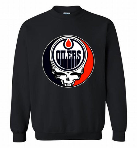 NHL TEAM EDMONTON OILERS X GRATEFUL DEAD LOGO BAND Crewneck Sweatshirt - zezetee NHL TEAM EDMONTON OILERS X GRATEFUL DEAD LOGO BAND Crewneck Sweatshirt - zezetee