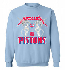 Metallica Detroit Pistons Logo Crewneck Sweatshirt - zezetee Metallica Detroit Pistons Logo Crewneck Sweatshirt - zezetee