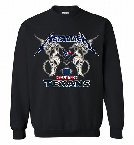 Metallica Houston Texans Logo Crewneck Sweatshirt - zezetee Metallica Houston Texans Logo Crewneck Sweatshirt - zezetee