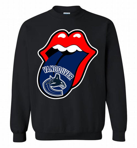 Vancouver Canucks x The Rolling Stones Logo Crewneck Sweatshirt - zezetee Vancouver Canucks x The Rolling Stones Logo Crewneck Sweatshirt - zezetee