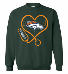 Nurse Heartbeat Denver Broncos Crewneck Sweatshirt - zezetee Nurse Heartbeat Denver Broncos Crewneck Sweatshirt - zezetee