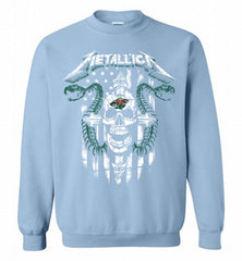 Metallica Snake Skull Minnesota Wild Logo Crewneck Sweatshirt - zezetee Metallica Snake Skull Minnesota Wild Logo Crewneck Sweatshirt - zezetee