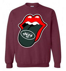 New York Jets  x The Rolling Stones Logo Crewneck Sweatshirt - zezetee New York Jets  x The Rolling Stones Logo Crewneck Sweatshirt - zezetee