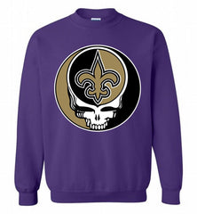 New Orleans Saints Grateful Dead Logo Band Crewneck Sweatshirt - zezetee New Orleans Saints Grateful Dead Logo Band Crewneck Sweatshirt - zezetee