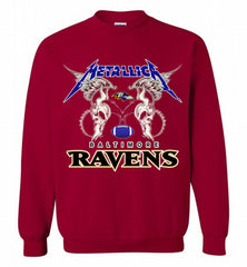 Metallica Baltimore Ravens Logo Crewneck Sweatshirt - zezetee Metallica Baltimore Ravens Logo Crewneck Sweatshirt - zezetee