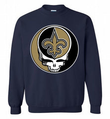 New Orleans Saints Grateful Dead Logo Band Crewneck Sweatshirt - zezetee New Orleans Saints Grateful Dead Logo Band Crewneck Sweatshirt - zezetee