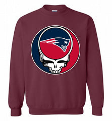 New England Patriots Grateful Dead Logo Band Crewneck Sweatshirt - zezetee New England Patriots Grateful Dead Logo Band Crewneck Sweatshirt - zezetee