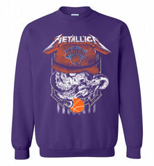 Metallica Skull Snake New York Knicks Crewneck Sweatshirt - zezetee Metallica Skull Snake New York Knicks Crewneck Sweatshirt - zezetee