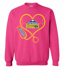 Nurse Heartbeat Love Denver Nuggets Crewneck Sweatshirt - zezetee Nurse Heartbeat Love Denver Nuggets Crewneck Sweatshirt - zezetee