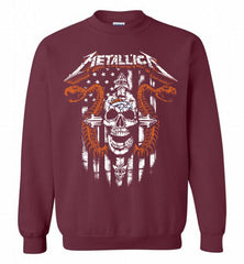 Metallica Snake Skull Denver Broncos Logo Crewneck Sweatshirt - zezetee Metallica Snake Skull Denver Broncos Logo Crewneck Sweatshirt - zezetee
