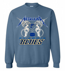 Metallica St Louis Blues Logo Crewneck Sweatshirt - zezetee Metallica St Louis Blues Logo Crewneck Sweatshirt - zezetee