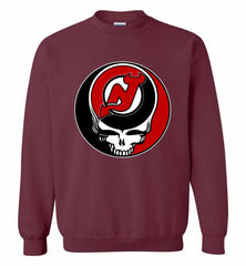NHL TEAM NEW JERSEY DEVILS X GRATEFUL DEAD LOGO BAND Crewneck Sweatshirt - zezetee NHL TEAM NEW JERSEY DEVILS X GRATEFUL DEAD LOGO BAND Crewneck Sweatshirt - zezetee