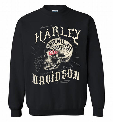 HARLEY DAVIDSON SKULL Detroit Red Wings Crewneck Sweatshirt - zezetee HARLEY DAVIDSON SKULL Detroit Red Wings Crewneck Sweatshirt - zezetee