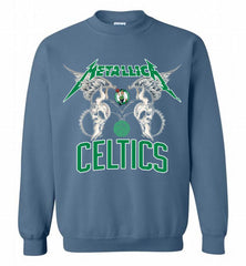 Metallica Boston Celtics Logo Crewneck Sweatshirt - zezetee Metallica Boston Celtics Logo Crewneck Sweatshirt - zezetee