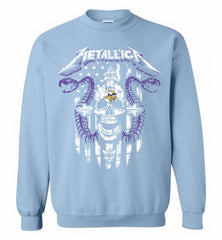 Metallica Snake Skull Minnesota Vikings Logo Crewneck Sweatshirt - zezetee Metallica Snake Skull Minnesota Vikings Logo Crewneck Sweatshirt - zezetee