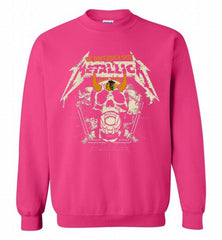 Metallica We Don't Give A Shit Chicago Blackhawks Crewneck Sweatshirt - zezetee Metallica We Don't Give A Shit Chicago Blackhawks Crewneck Sweatshirt - zezetee