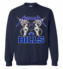 Metallica Buffalo Bills Logo Crewneck Sweatshirt - zezetee Metallica Buffalo Bills Logo Crewneck Sweatshirt - zezetee