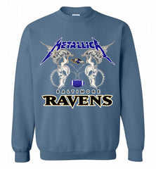 Metallica Baltimore Ravens Logo Crewneck Sweatshirt - zezetee Metallica Baltimore Ravens Logo Crewneck Sweatshirt - zezetee