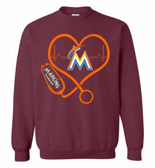 Nurse Heartbeat Miami Marlins Crewneck Sweatshirt - zezetee Nurse Heartbeat Miami Marlins Crewneck Sweatshirt - zezetee