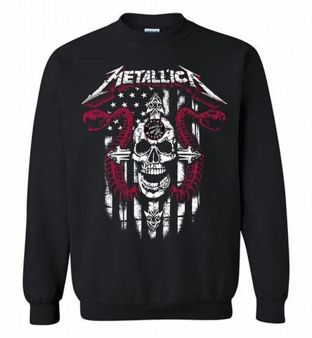 Metallica Snake Skull Toronto Raptors Logo Crewneck Sweatshirt - zezetee Metallica Snake Skull Toronto Raptors Logo Crewneck Sweatshirt - zezetee