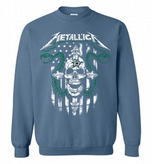 Metallica Snake Skull Dallas Stars Logo Crewneck Sweatshirt - zezetee Metallica Snake Skull Dallas Stars Logo Crewneck Sweatshirt - zezetee