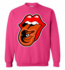 Baltimore Orioles  x The Rolling Stones Logo Crewneck Sweatshirt - zezetee Baltimore Orioles  x The Rolling Stones Logo Crewneck Sweatshirt - zezetee