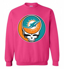 Miami Dolphins Grateful Dead Logo Band Crewneck Sweatshirt - zezetee Miami Dolphins Grateful Dead Logo Band Crewneck Sweatshirt - zezetee