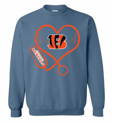 Nurse Heartbeat Cincinnati Bengals Crewneck Sweatshirt - zezetee Nurse Heartbeat Cincinnati Bengals Crewneck Sweatshirt - zezetee